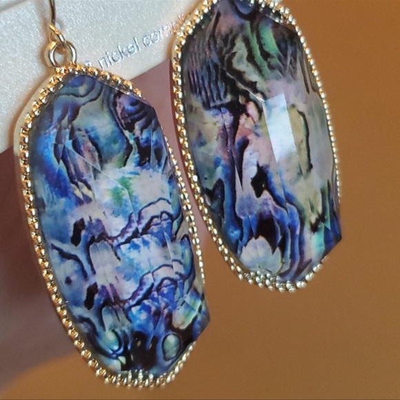 Watercolor Marble Diamond Cut Acrylic Earrings - Picture 7 of 9